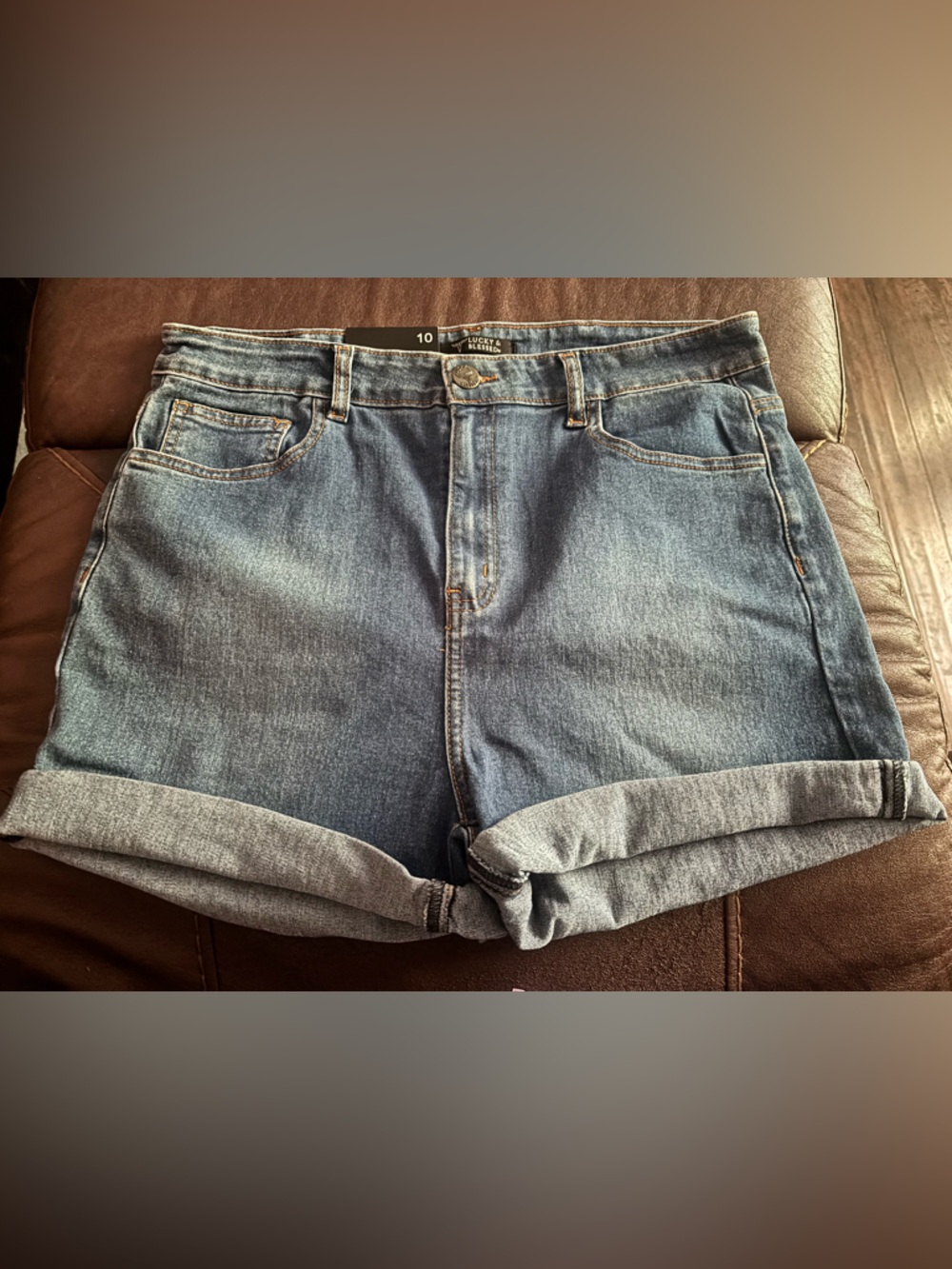 Women’s Blue Denim Roll-Cuff Shorts